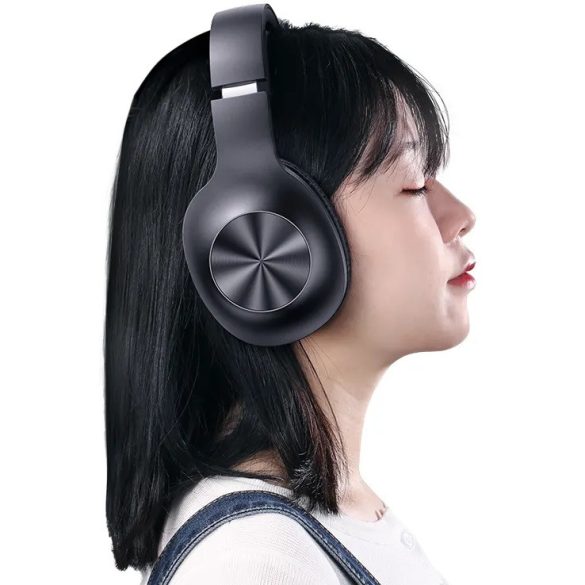 Bluetooth sztereó fejhallgató, v5.0, mikrofon, 3.5mm, funkció gomb, hangerő szabályzó, zajszűrővel, összecsukható, teleszkópos fejpánt, Usams YX05, fekete