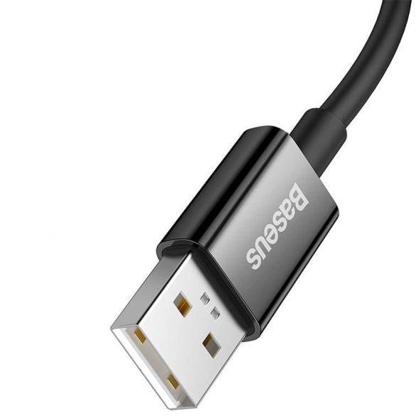 USB töltő- és adatkábel, USB Type-C, 200 cm, 65W, törésgátlóval, gyorstöltés, Baseus Superior, CAYS001001, fekete