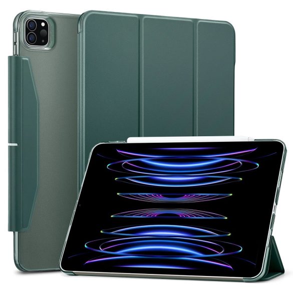 Apple iPad Pro 11 (2020 / 2021 / 2022), mappa tok, Smart Case, Apple Pencil tartóval, mágneses csattal, ESR Ascend, sötétzöld