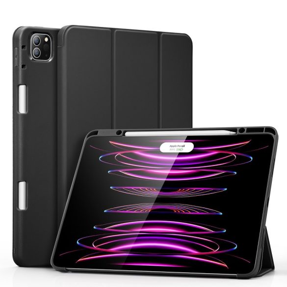 Apple iPad Pro 12.9 (2021) / iPad Pro 12.9 (2022), mappa tok, Smart Case, Apple Pencil tartóval, ESR Rebound Pencil, fekete