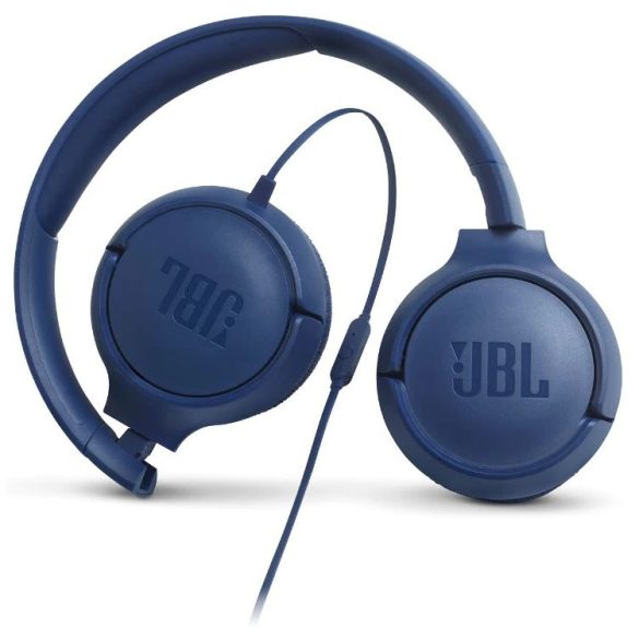 Vezetékes sztereó fejhallgató, 3.5 mm, funkció gomb, mikrofon, összecsukható, JBL Tune 500, sötétkék