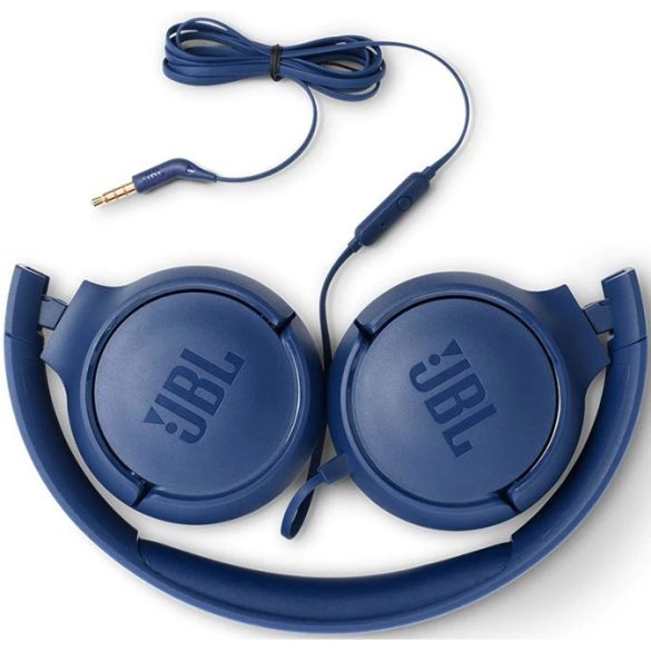 Vezetékes sztereó fejhallgató, 3.5 mm, funkció gomb, mikrofon, összecsukható, JBL Tune 500, sötétkék