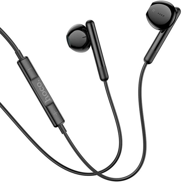 Vezetékes sztereó fülhallgató, 3.5 mm, mikrofon, funkció gomb, hangerő szabályzó, Hoco M93, fekete