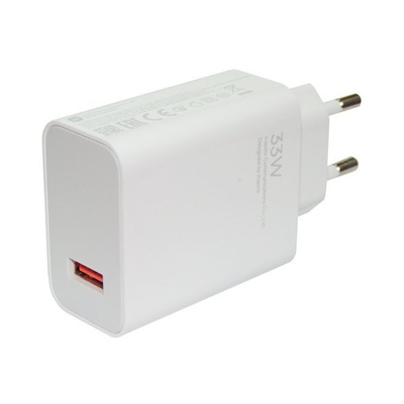 Hálózati töltő adapter, 33W, USB aljzat, USB Type-C kábellel, gyorstöltés, PD, QC, Xiaomi Charging Combo, fehér, gyári