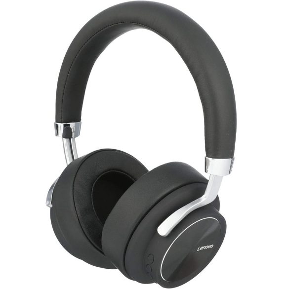 Bluetooth sztereó fejhallgató, v5.0, mikrofon, 3.5mm, funkció gomb, hangerő szabályzó, zajszűrővel, Lenovo HD800, fekete, gyári