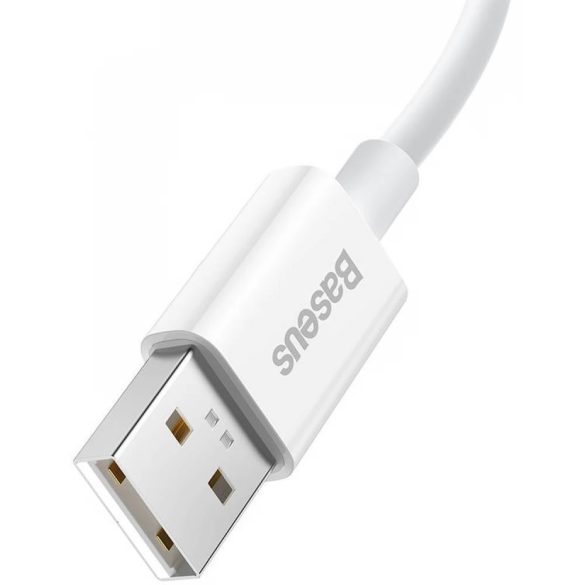 USB töltő- és adatkábel, USB Type-C, 100 cm, 65W, törésgátlóval, gyorstöltés, Baseus Superior, CAYS000902, fehér