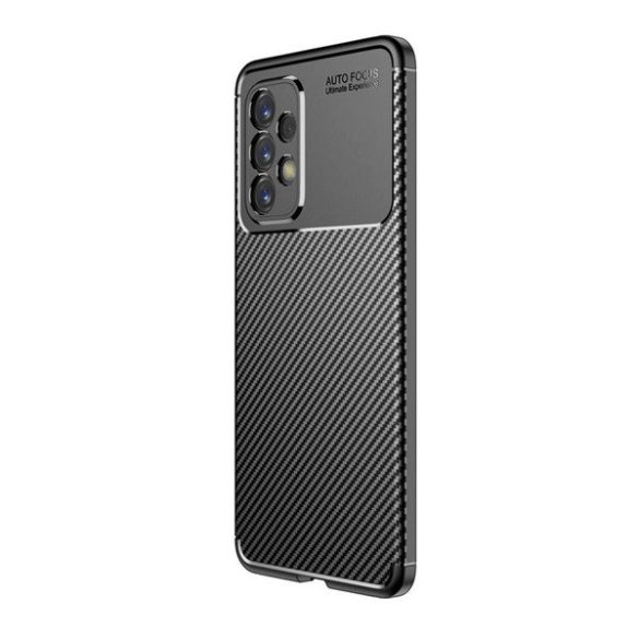 Samsung Galaxy A53 5G SM-A536U, Szilikon tok, közepesen ütésálló, légpárnás sarok, karbon minta, fekete