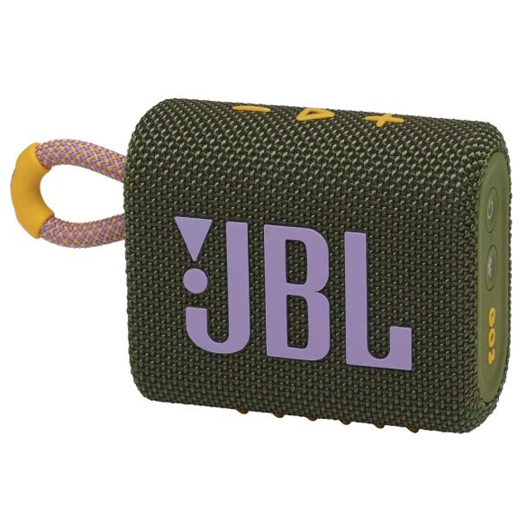 Bluetooth hordozható hangszóró, 4.2W, v5.1, felakasztható, vízálló, JBL Go 3, zöld