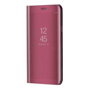 Realme 9i / Oppo A36 / A76 / A96 4G, Oldalra nyíló tok, hívás mutatóval, Smart View Cover, vörösarany (utángyártott)