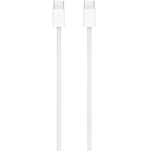 USB Type-C töltő- és adatkábel, USB Type-C, 100 cm, 60W, gyorstöltés, PD, cipőfűző minta, Apple, fehér, gyári