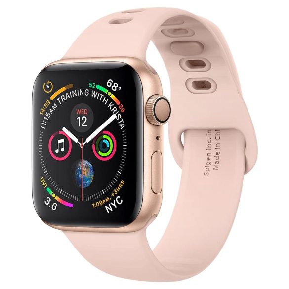 Apple Watch 1-6, SE (38 / 40 mm) / Watch 7-8 (41 mm), szilikon pótszíj, Spigen Silicone Fit, rózsaszín