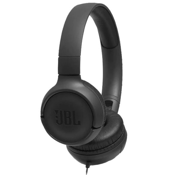 Vezetékes sztereó fejhallgató, 3.5 mm, funkció gomb, mikrofon, összecsukható, JBL Tune 500, fekete