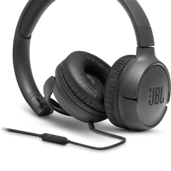 Vezetékes sztereó fejhallgató, 3.5 mm, funkció gomb, mikrofon, összecsukható, JBL Tune 500, fekete