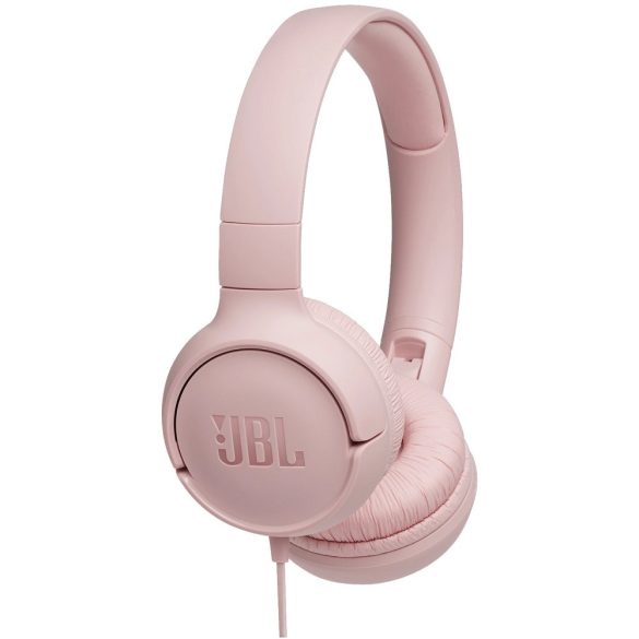 Vezetékes sztereó fejhallgató, 3.5 mm, funkció gomb, mikrofon, összecsukható, JBL Tune 500, rózsaszín