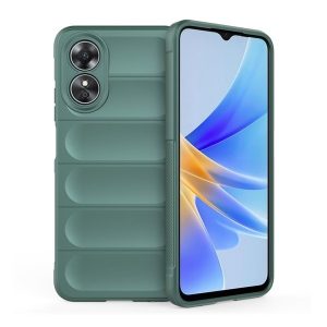 Oppo A17, Szilikon tok, közepesen ütésálló, 3D minta, sötétzöld