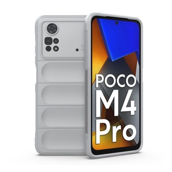 Xiaomi Poco M4 Pro 4G, Szilikon tok, közepesen ütésálló, 3D minta, világosszürke