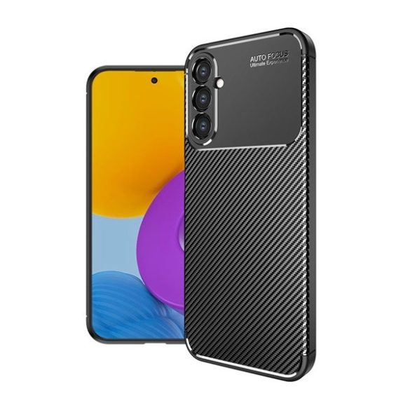 Samsung Galaxy A03s SM-A037F, Szilikon tok, közepesen ütésálló, légpárnás sarok, karbon minta, fekete