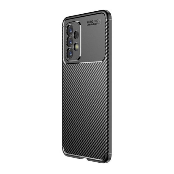 Samsung Galaxy A33 5G SM-A336B, Szilikon tok, közepesen ütésálló, légpárnás sarok, karbon minta, fekete