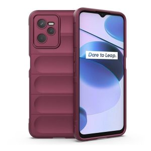 Realme C35 / Narzo 50A Prime, Szilikon tok, közepesen ütésálló, 3D minta, bordó