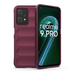 Realme 9 Pro / 9 5G (Global) / V25 / Q5, Szilikon tok, közepesen ütésálló, 3D minta, bordó