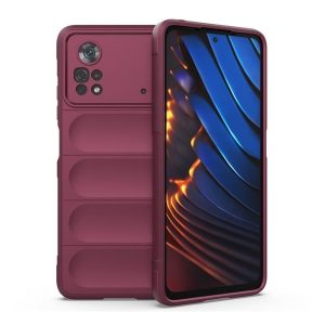 Xiaomi Poco X4 Pro 5G, Szilikon tok, közepesen ütésálló, 3D minta, bordó