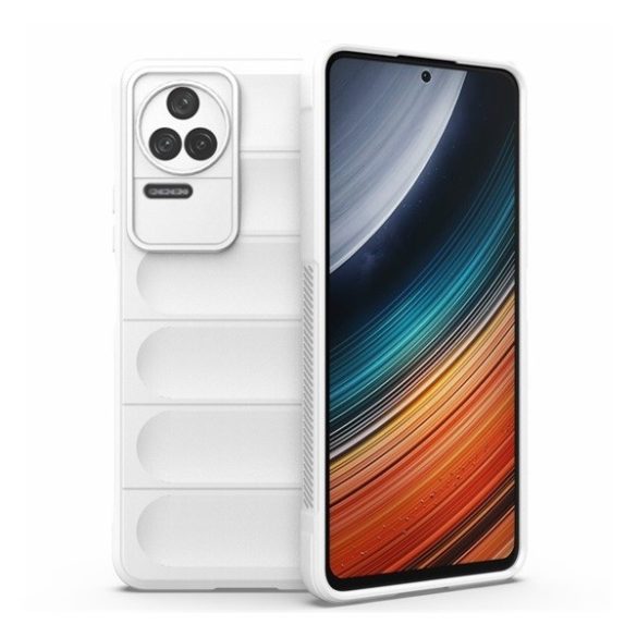 Xiaomi Redmi K40S 5G / Poco F4 5G, Szilikon tok, közepesen ütésálló, 3D minta, fehér