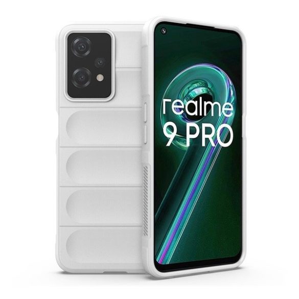 Realme 9 Pro / 9 5G (Global) / V25 / Q5, Szilikon tok, közepesen ütésálló, 3D minta, fehér