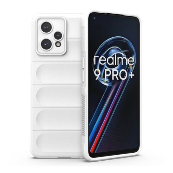 Realme 9 4G / 9 Pro Plus, Szilikon tok, közepesen ütésálló, 3D minta, fehér