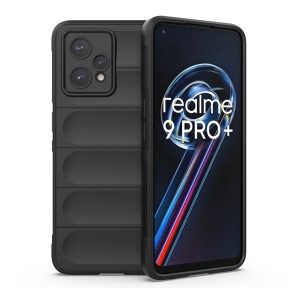 Realme 9 4G / 9 Pro Plus, Szilikon tok, közepesen ütésálló, 3D minta, fekete