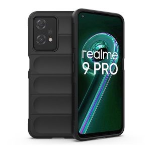 Realme 9 Pro / 9 5G (Global) / V25 / Q5, Szilikon tok, közepesen ütésálló, 3D minta, fekete