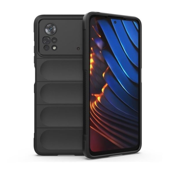 Xiaomi Poco X4 Pro 5G, Szilikon tok, közepesen ütésálló, 3D minta, fekete