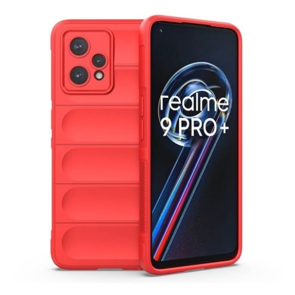 Realme 9 4G / 9 Pro Plus, Szilikon tok, közepesen ütésálló, 3D minta, piros