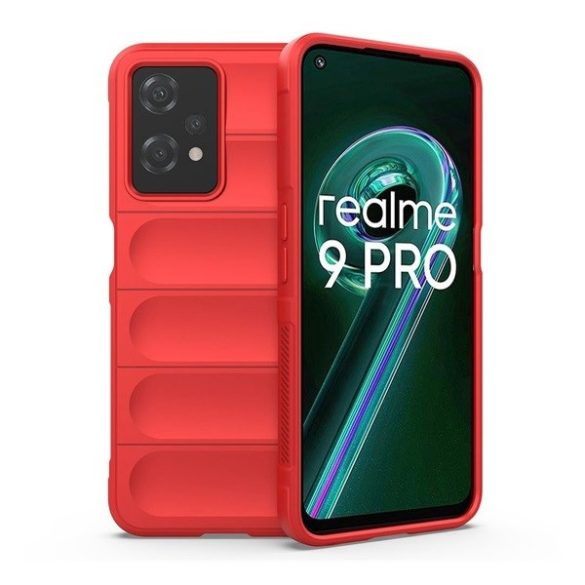 Realme 9 Pro / 9 5G (Global) / V25 / Q5, Szilikon tok, közepesen ütésálló, 3D minta, piros