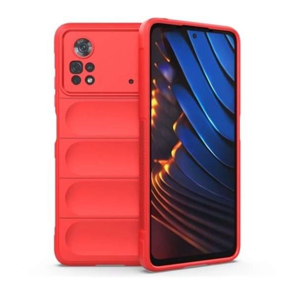 Xiaomi Poco X4 Pro 5G, Szilikon tok, közepesen ütésálló, 3D minta, piros