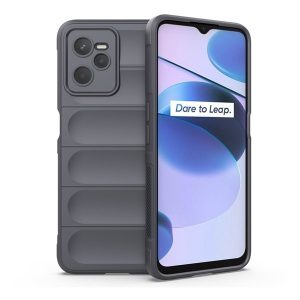 Realme C35 / Narzo 50A Prime, Szilikon tok, közepesen ütésálló, 3D minta, sötétszürke