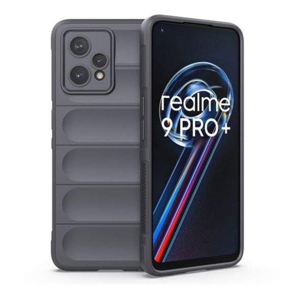 Realme 9 4G / 9 Pro Plus, Szilikon tok, közepesen ütésálló, 3D minta, sötétszürke