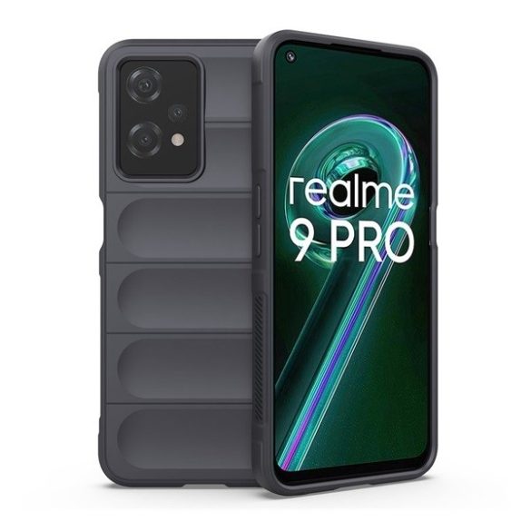 Realme 9 Pro / 9 5G (Global) / V25 / Q5, Szilikon tok, közepesen ütésálló, 3D minta, sötétszürke
