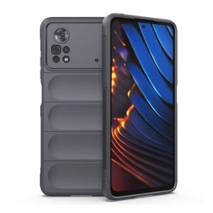 Xiaomi Poco X4 Pro 5G, Szilikon tok, közepesen ütésálló, 3D minta, sötétszürke