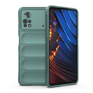 Xiaomi Poco X4 Pro 5G, Szilikon tok, közepesen ütésálló, 3D minta, sötétzöld