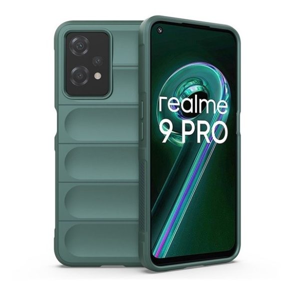 Realme 9 Pro / 9 5G (Global) / V25 / Q5, Szilikon tok, közepesen ütésálló, 3D minta, sötétzöld