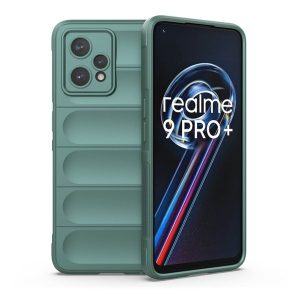 Realme 9 4G / 9 Pro Plus, Szilikon tok, közepesen ütésálló, 3D minta, sötétzöld