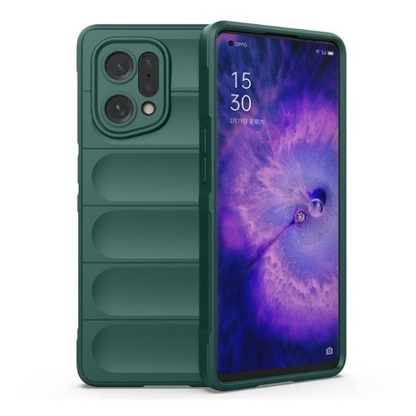 Oppo Find X5, Szilikon tok, közepesen ütésálló, 3D minta, sötétzöld