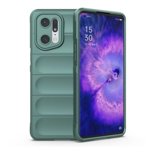 Oppo Find X5 Pro, Szilikon tok, közepesen ütésálló, 3D minta, sötétzöld