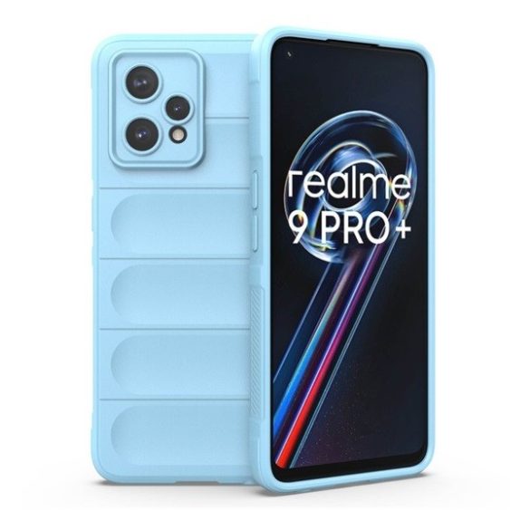 Realme 9 4G / 9 Pro Plus, Szilikon tok, közepesen ütésálló, 3D minta, világoskék