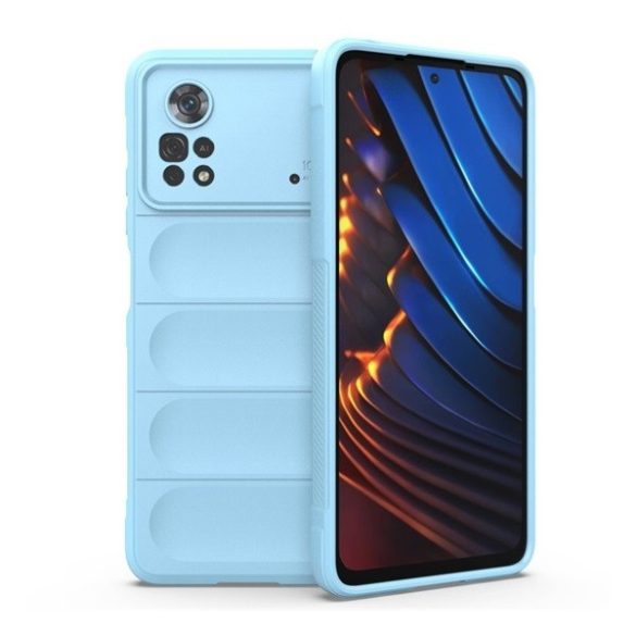 Xiaomi Poco X4 Pro 5G, Szilikon tok, közepesen ütésálló, 3D minta, világoskék