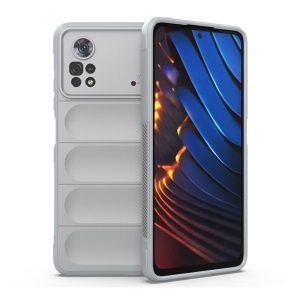 Xiaomi Poco X4 Pro 5G, Szilikon tok, közepesen ütésálló, 3D minta, világosszürke