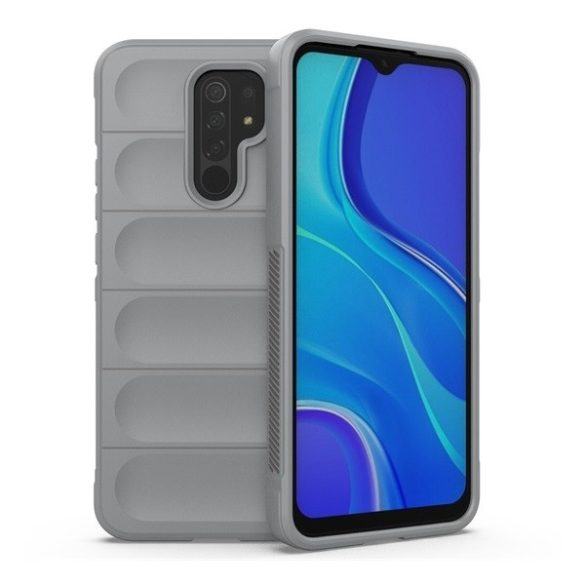 Xiaomi Redmi 9, Szilikon tok, közepesen ütésálló, 3D minta, világosszürke