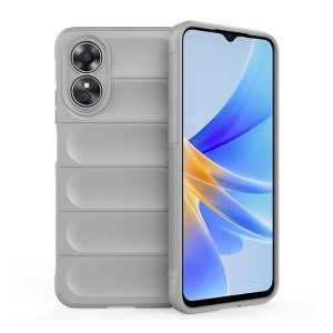 Oppo A17, Szilikon tok, közepesen ütésálló, 3D minta, világosszürke