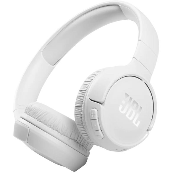 Bluetooth sztereó fejhallgató, v5.0, Multipoint, mikrofon, funkció gomb, hangerő szabályzó, összecsukható, JBL Tune 510, fehér