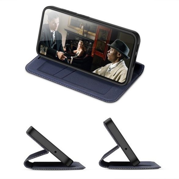 Samsung Galaxy S23 Plus SM-S916, Oldalra nyíló tok, stand, közepesen ütésálló, Dux Ducis Skin X2, fekete